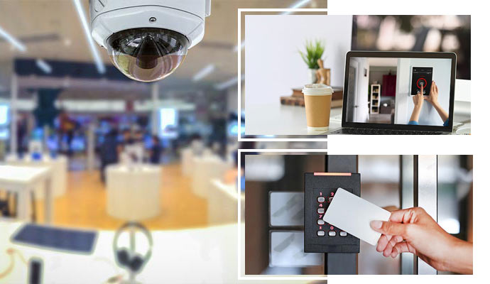 installed business security camera in commercial place