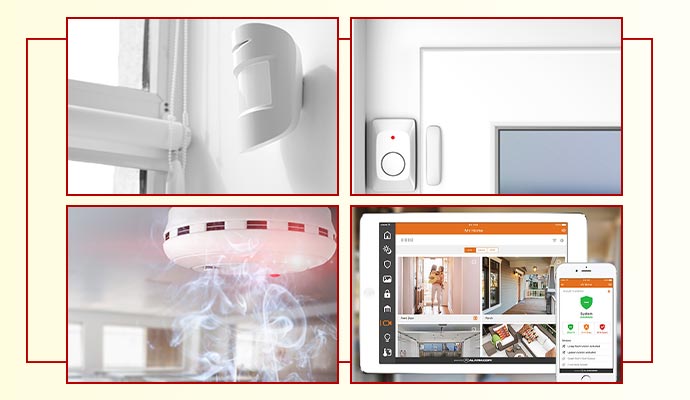 Motion, window, door contacts, smoke detectors, and surveillance systems.