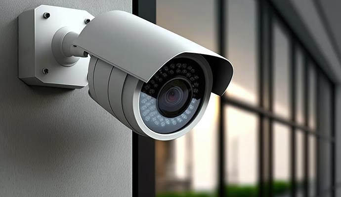 business security camera installed outside of a government building 