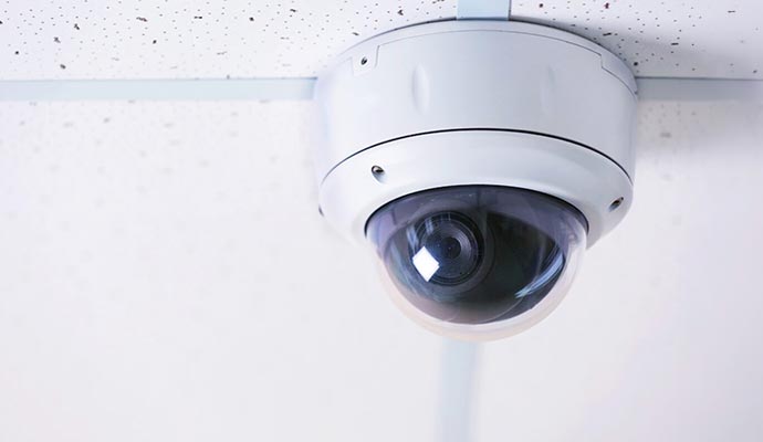 An Installed dome security camera