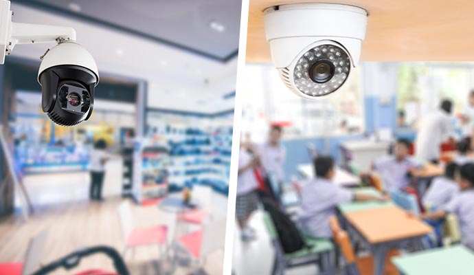 security camera in retail store and educational institute