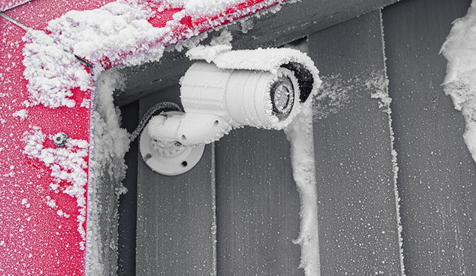 security camera in snowy area