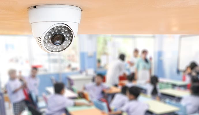 security camera installed in a class