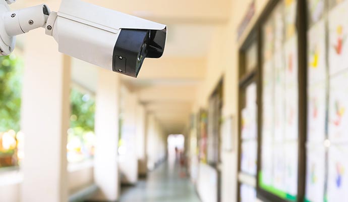 installed smart camera in school corridor