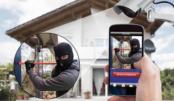 Smartphone displaying Break-in Detected alert
