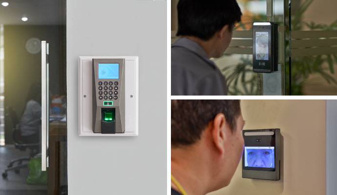 Collage of different types of biometric access control system