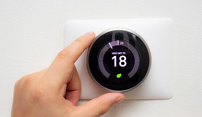 close-up look of a nest thermostat