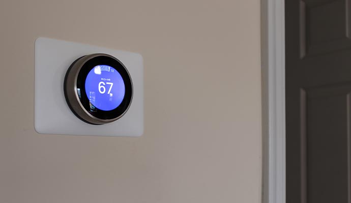 nest thermostat on the wall