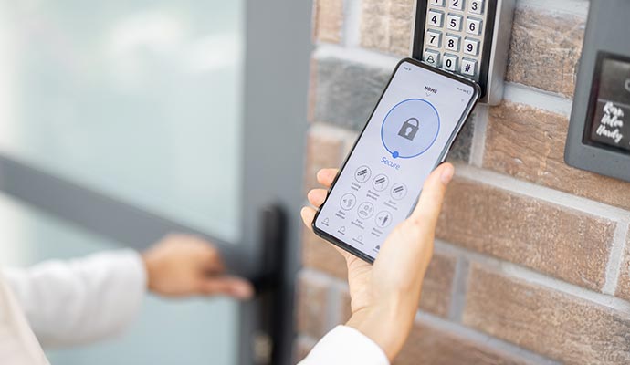 A smart lock app on a smartphone