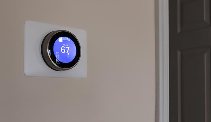 Installed smart thermostats on wall