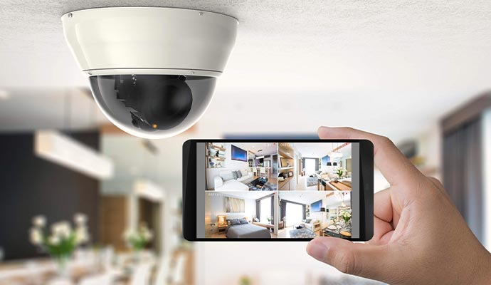 Installed home security system and monitoring CCTV footage 