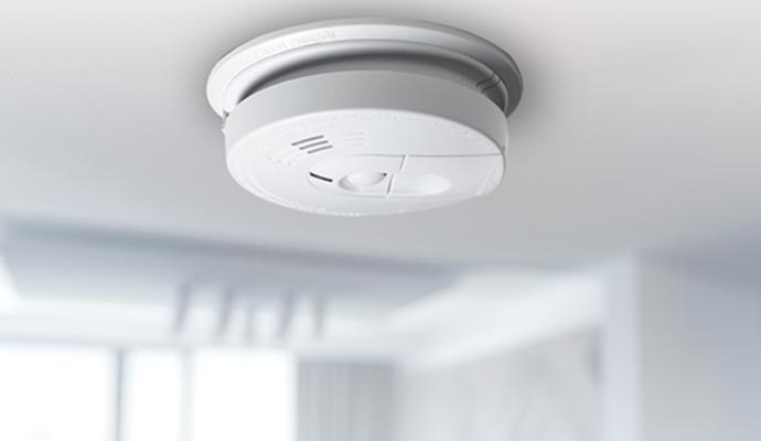 Smoke detector installed on the ceiling