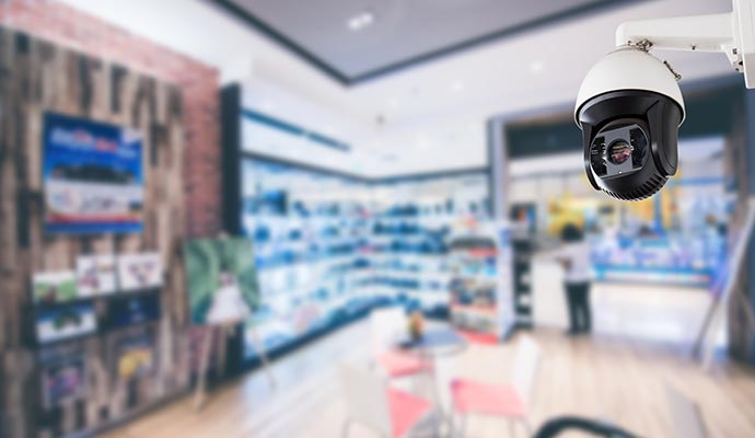 A CCTV camera installed in a retail store