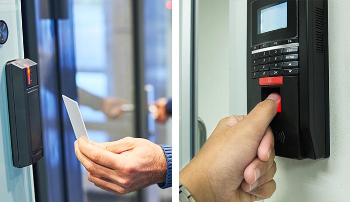 collage of key card reader and biometric reader