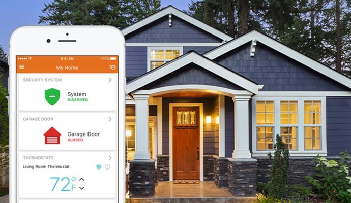 Smartphone showing smart home control app