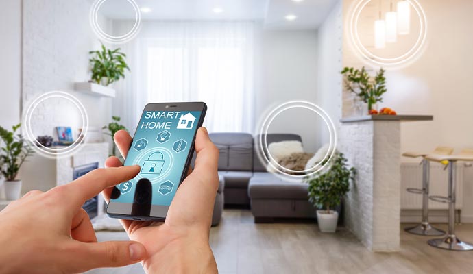 A smartphone controlling smart home devices